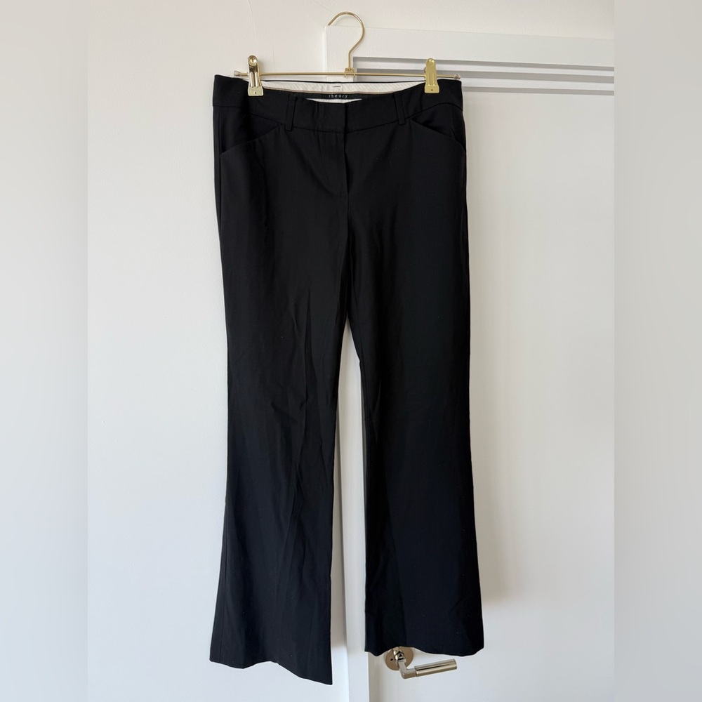 Theory Black Wool Blend Bootcut Pants (High Rise)